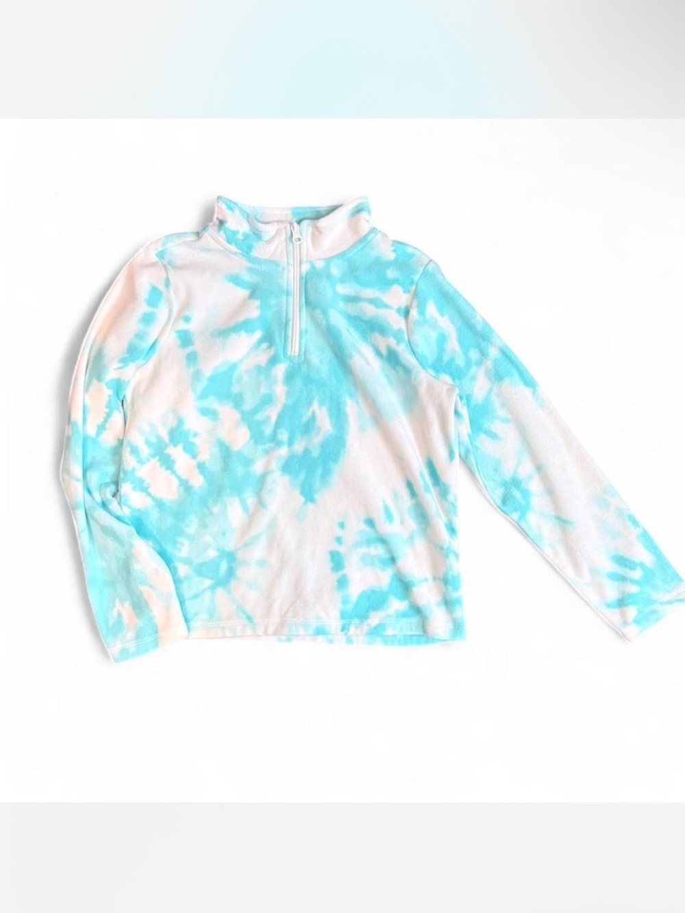 Place Girls Size Large 10/12 Blue and White Tie-Dye Zip Sweatshirt‎